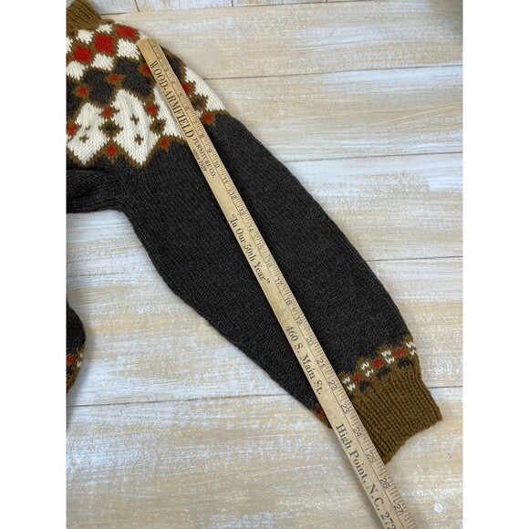Vtg CJ Viking Womens Cardigan Sz L Hand-Knit Wool Fair Isle Scandinavian Denmark - Picture 9 of 11